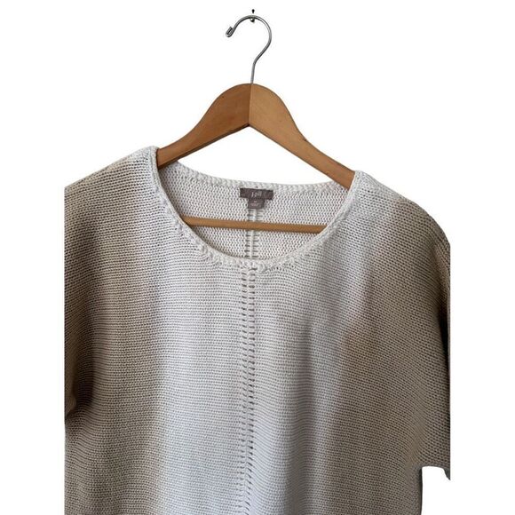 J. Jill Ombre Open Knit Tan White Short Sleeve Sweater Blouse Size M - Picture 6 of 11